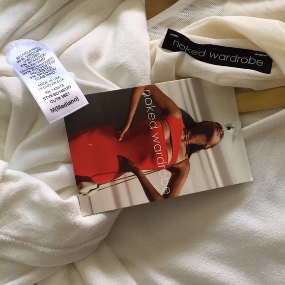 NWT NAKED WARDROBE STRETCH WHITE BODYCON MIDI DRESS M - Picture 13 of 15